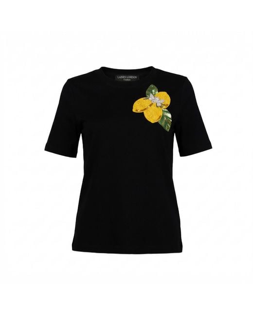 House of Laines London Black Laines Couture Embellished La Dolce Vita Lemons T-Shirt