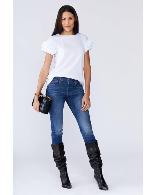 LOVETRUST White Ella Ruffle Sleeve Tee