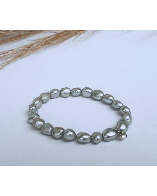 FV Jewellery Metallic La Pierre Keshi Pearl Stretchy Bracelet