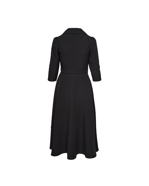 concept A trois Black Midi Wrap Shirt Dress With Pockets