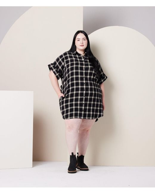 Known Supply Black Flannel Shirt Dress