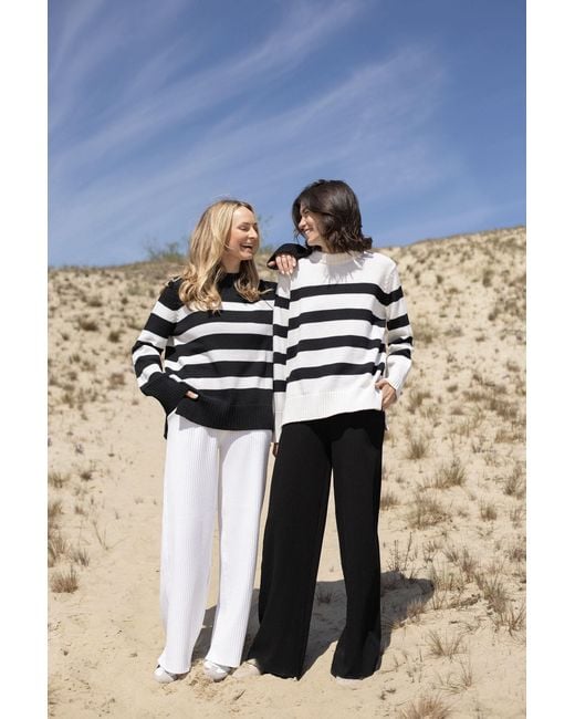 SALANIDA Black Marina Striped 100% Merino Sweater