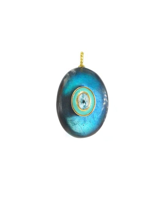 KAMARIA Blue Labradorite Gemstone Pendant With Topaz
