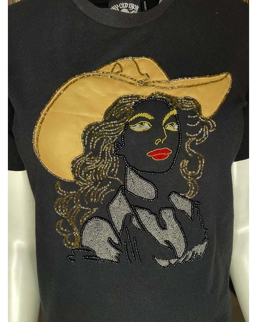 Any Old Iron Black Metallic Bey Girl Beaded T-Shirt