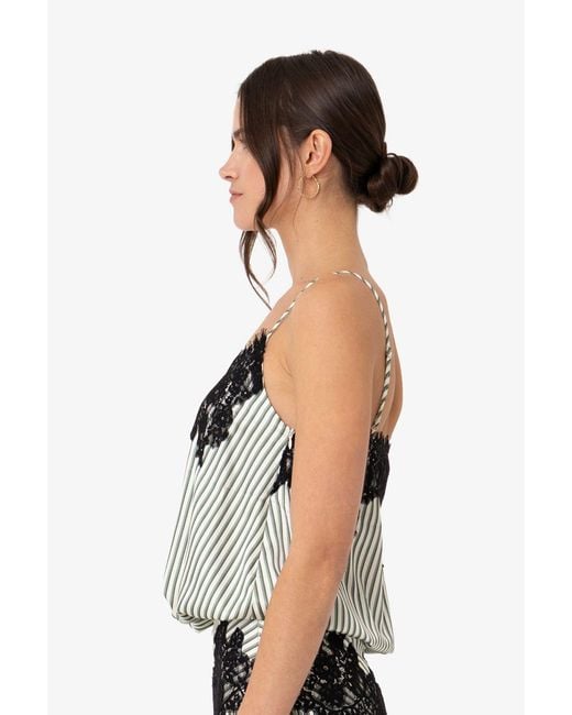 Amy Lynn Black Sienna Stripe Satin Lace Top