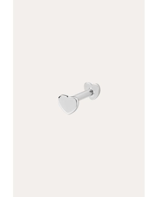 Vanhi White 14K Solid Heart Flat Back Stud