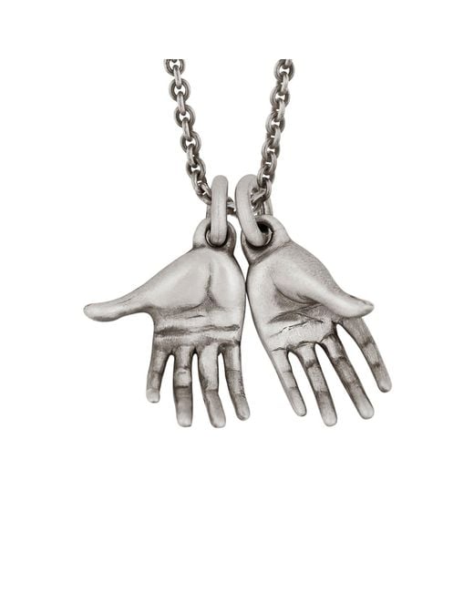 Snake Bones Metallic Hands Pendant Necklace