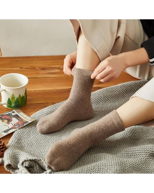 Soft Strokes Silk Brown Cashmere Quarter-Length Socks Set Of Two
