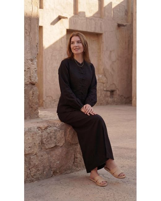 Muda Clothing Fz Llc Black Inori Linen Top