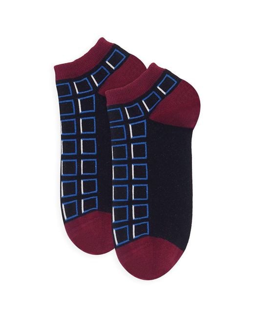 Peper Harow - Made in England Blue Crosslet & Cube Trainer Socks Bundle for men