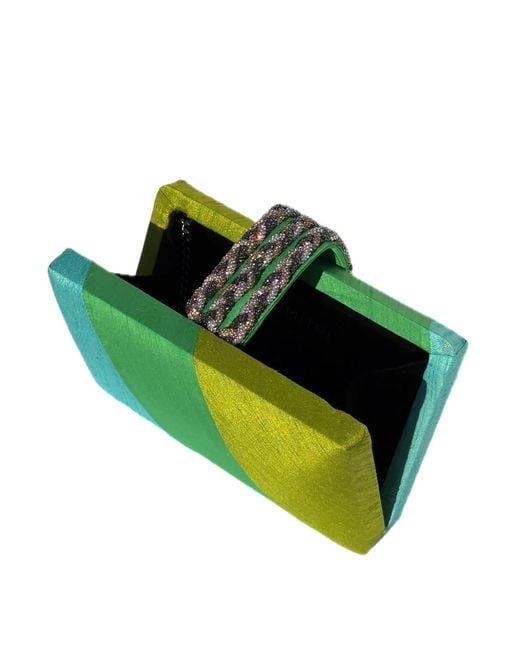 Simitri Green Key Lime Braided Fringe Clutch