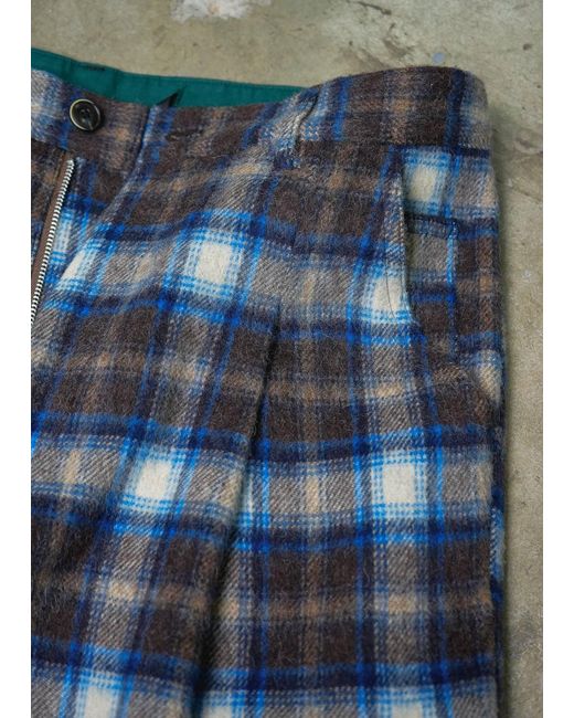 Éclectique Gray Plaid Pleated Trousers for men