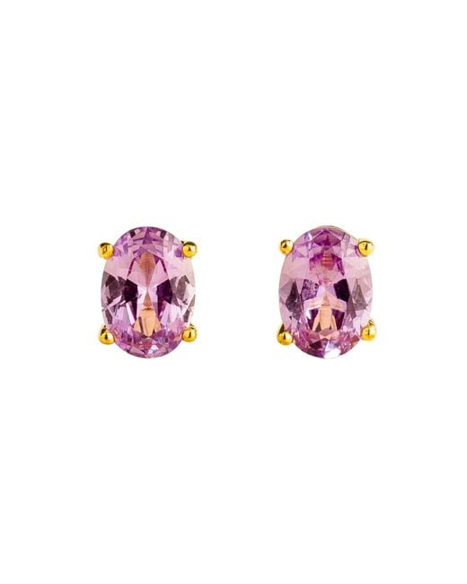 Juvetti Pink Ovo Earrings Set With Sapphire