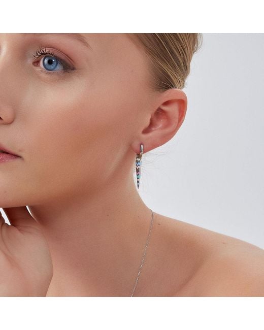 Spero London Blue Spike Sterling Drop Hoop Earrings