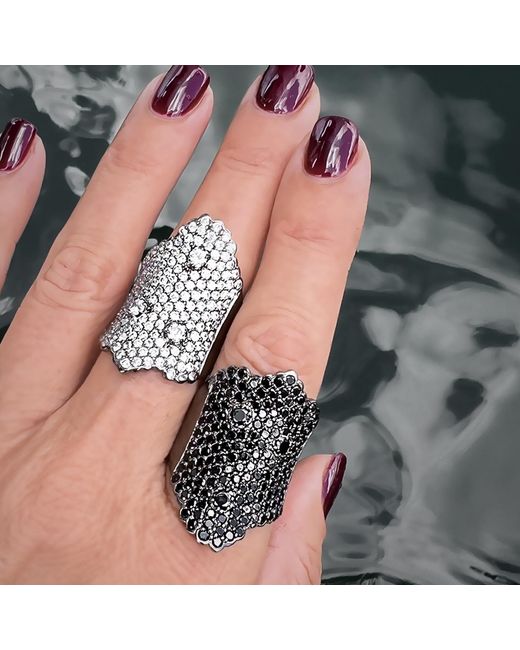 SALLY SKOUFIS Black Minx Ring With Made Cz Diamond Stimulant
