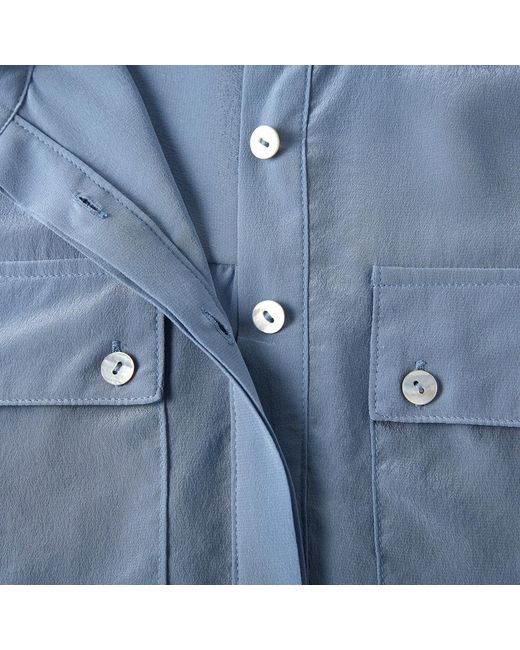 Soft Strokes Silk Blue Pure Silk Long Sleeve Relaxed Fit Blouse Elva