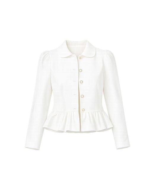 Yumi' White Peplum Fitted Jacket
