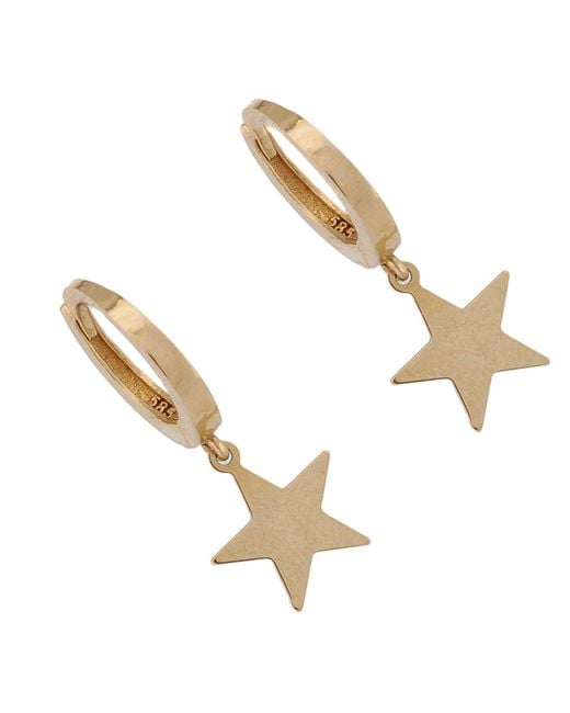 Ebru Jewelry Metallic Celestial Grace Solid Star Hoop Earrings
