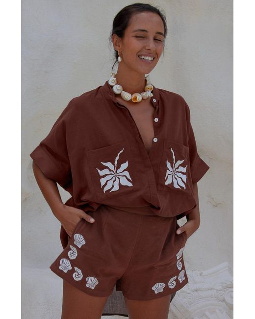 Palm Collective Brown Summer Blouse