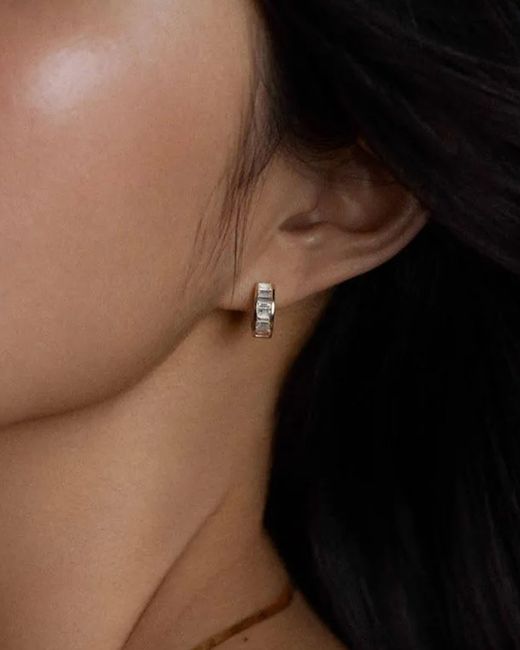 The Jewelz White Neutrals 'City Gleam' 925 Huggies Earrings
