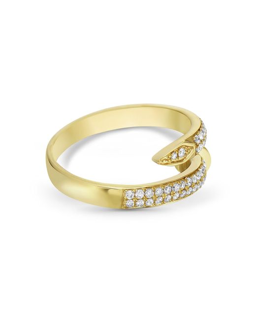 Artisan Metallic 18k Yellow Gold With Two Raw Diamond Bypass Designer Ring