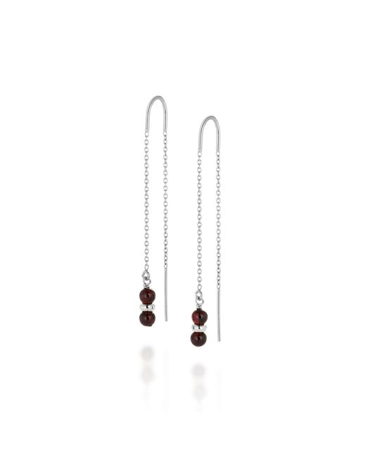 Nellou Jewellery White Fall Birthstone Earrings Garnet January Sterling