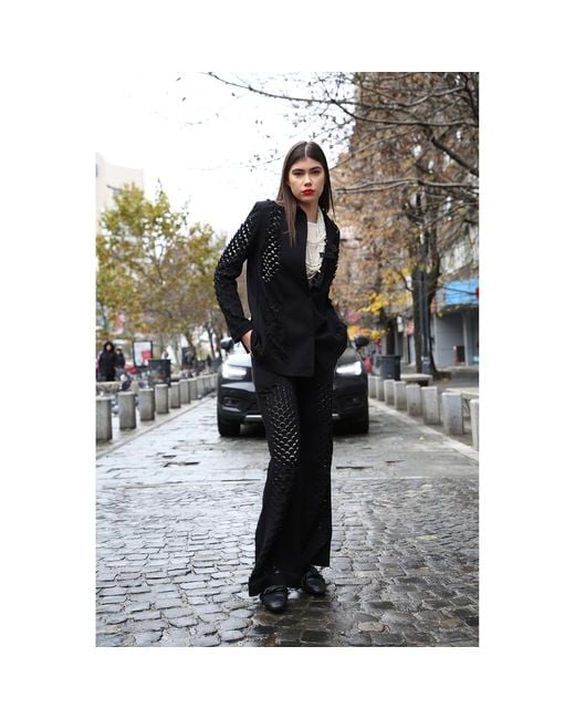 Silvia Serban Black Dragon Skin Laser Cut Suit