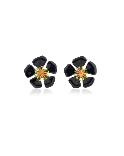 Milou Jewelry Black Primrose Flower Earrings