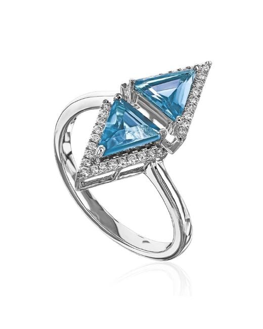 Artisan Blue 18K Aquamarine & Diamond Geometric Statement Ring
