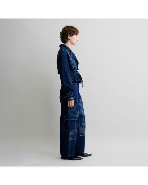 Luroq London Blue Graphic Peplum Trench