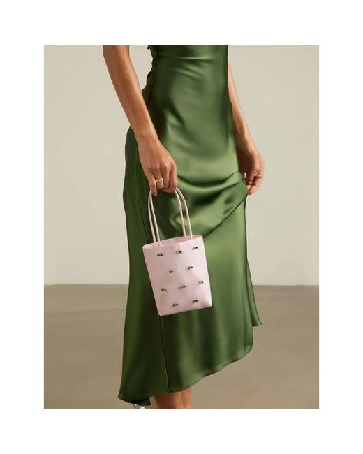 2KStyle Pink Satin Hand-Embellished Mini Tote Bag