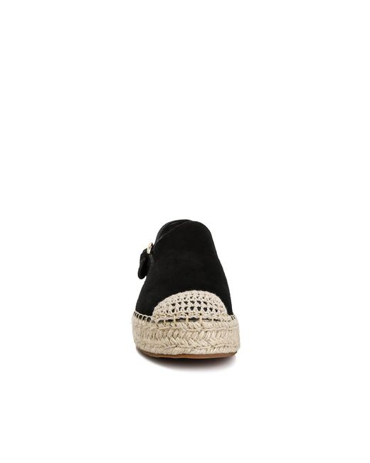 Rag & Co Black Affie Genuine Suede Slingback Strap Espadrilles