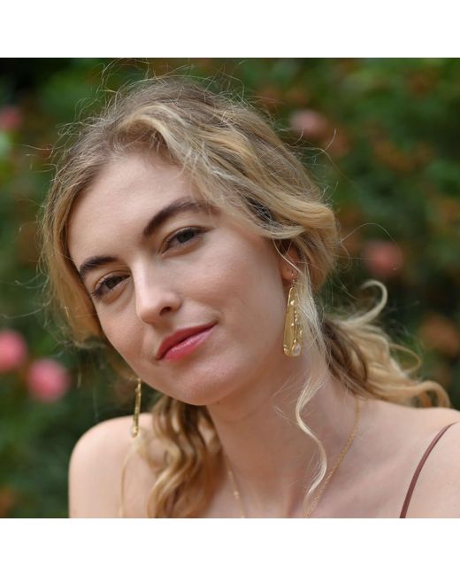 Rare Matters Jewelry Metallic Organic Gemstone Petal Earrings