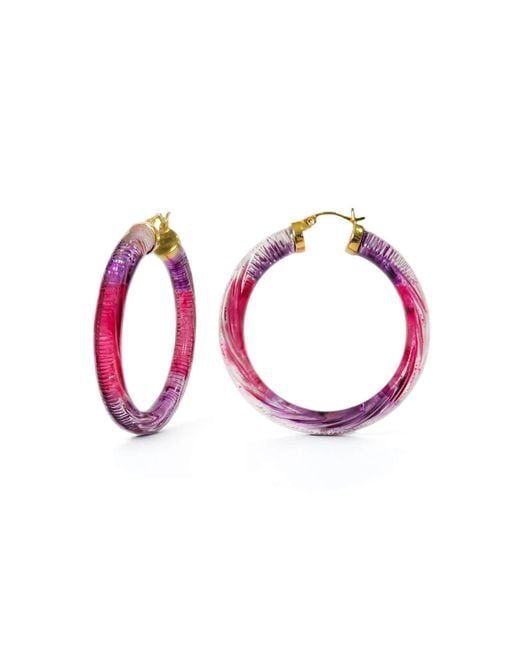 Gold & Honey Pink Ombre Hoop Earrings