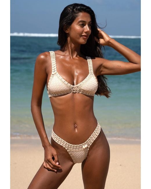 Luxsea Swimwear Metallic Neutrals Sardinia Sand Textured Crochet Bikini Bottom