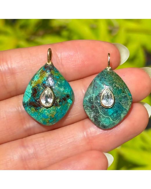 KAMARIA Green Chrysocolla Gemstone Pendant With Topaz