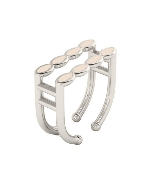 Linda Fiore Metallic Amalei Ring With Creme Enamel