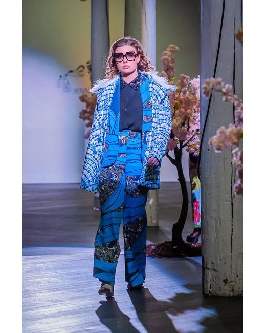 Jennafer Grace Blue Water Signs Jacket With Removable Faux Fur Collar