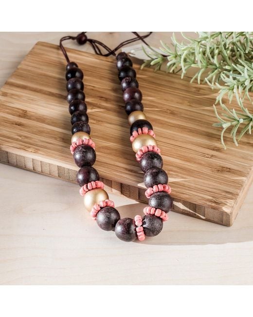 LIKHÂ Multicolor Pompa Statement Necklace, Wine