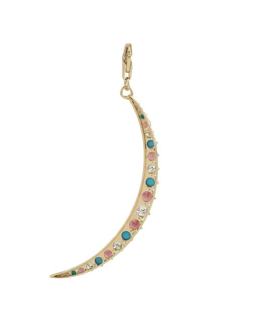 Artisan Blue Tourmaline Crescent Pendant With Diamond