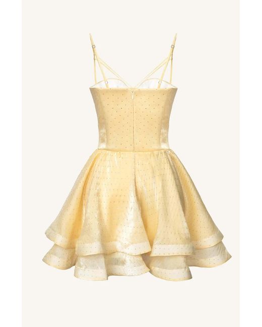 POST MERIDIEM Metallic Mini Bustier Dress With Rhinestones