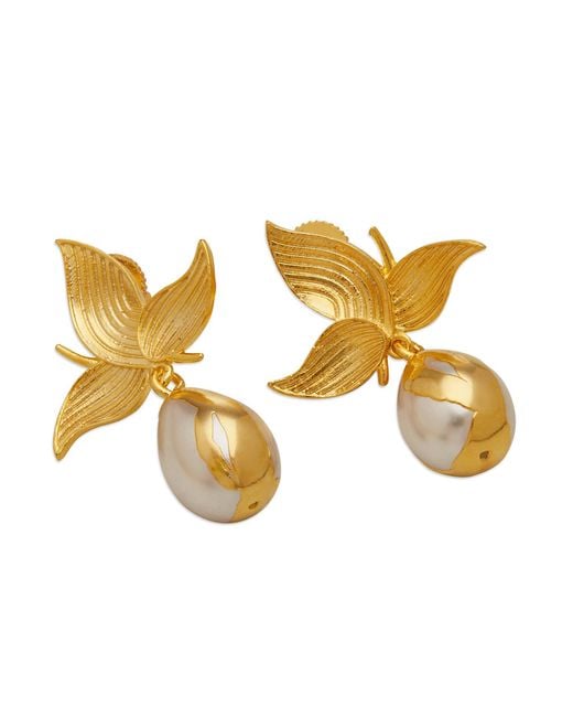 Dhwani Bansal Metallic Zooni Earrings With Baroque Pearls
