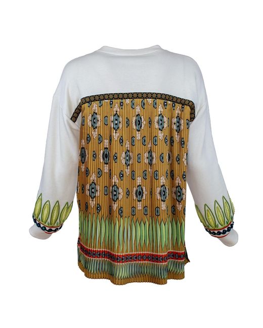 Lalipop Design Blue Off White Sweatshirt With Pleated Back And Embroidery Detail