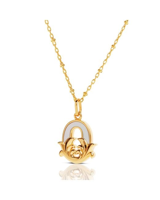 Kasun Metallic Plated O Initial Necklace With Mother Of Pearl