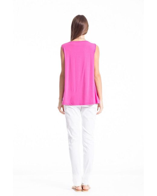 Conquista Pink V Neck Pleat Detail Top