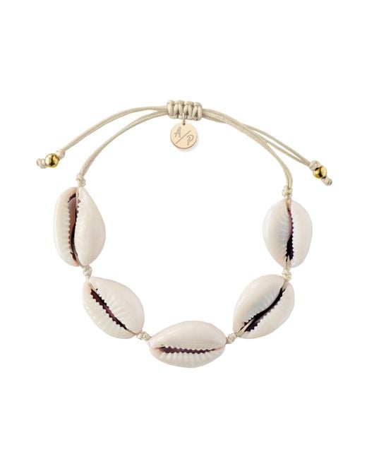 Adriana Pappas Designs Metallic Natural Shell Adjustable Bracelet On Colored Cord