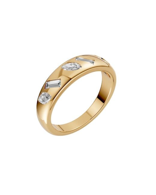 Aya Fine Jewelry Metallic Baguette Lab Diamond Flush Set Statement Band Ring