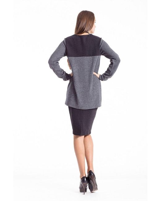 Conquista Black Wool Blend Block Colour Cardigan Anthracite