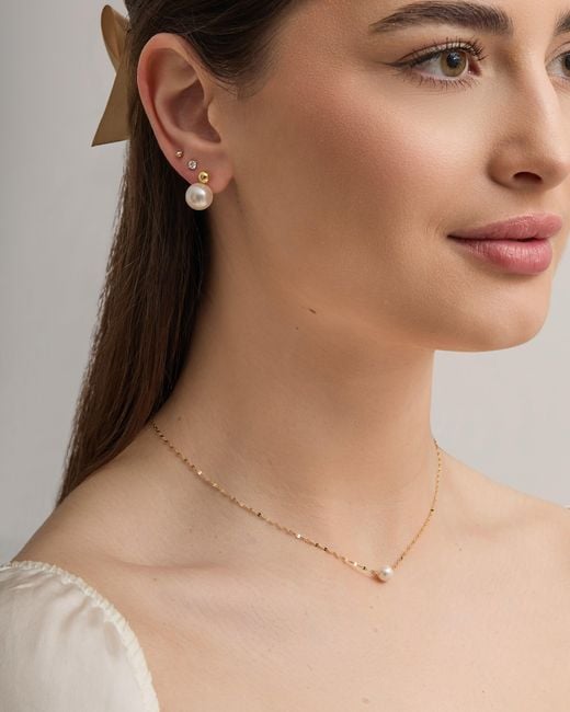 Esterah Metallic Pearl Double Stud Earrings