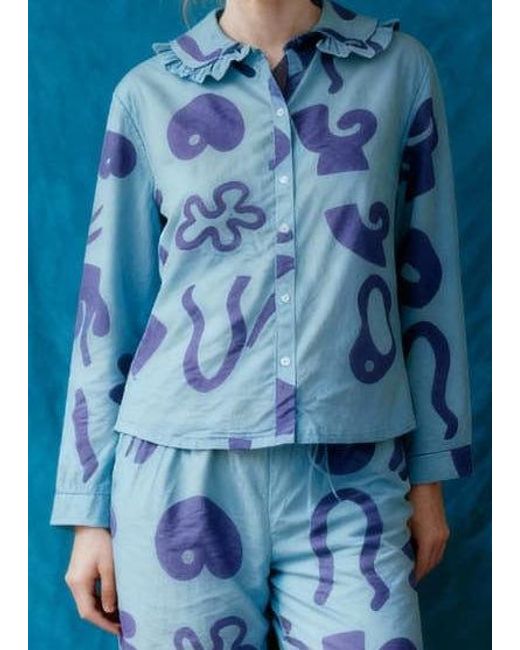 Wild Clouds Blue Organic Cotton Pyjama Shirt